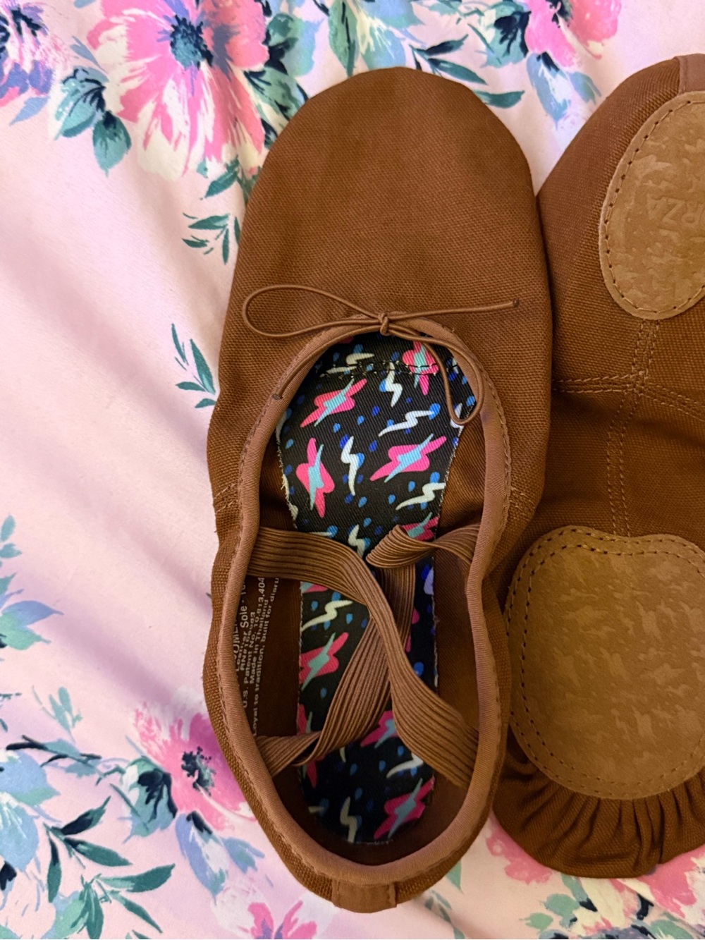 ORZA Brown Canvas Dance Flats with Elastic Tie